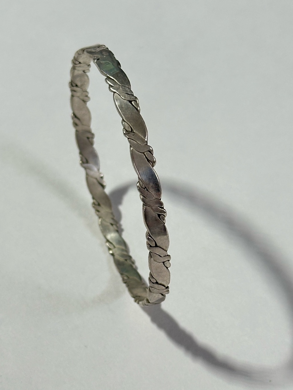 Vintage 925 Sterling Twisted Modernist Mexico Southwestern Bangle Bracelet